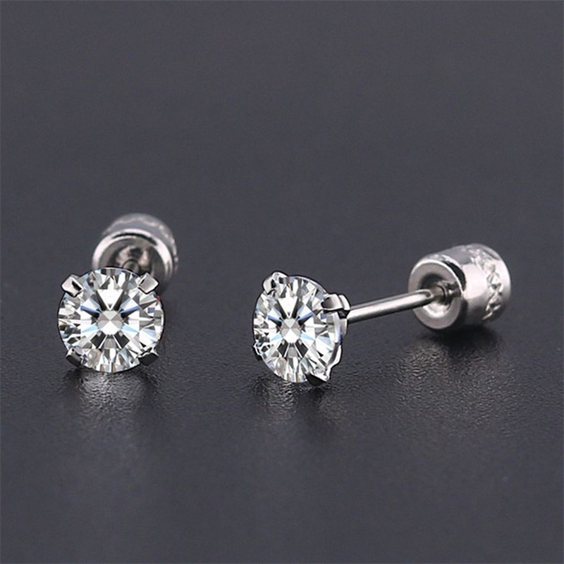 [ACKER] 1pasang Anting Titanium Stainless AAA+Zircon Diamond Untuk Pria/Wanita