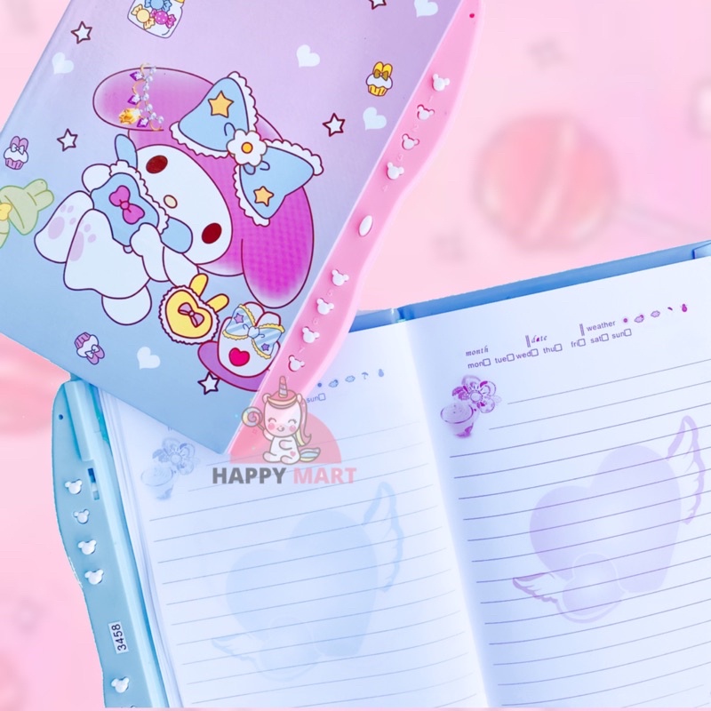 

buku diary kunci kode melody kuromi moroll