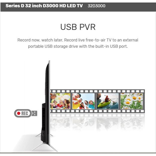 LED TV 32 Inch TCL 32D3000D DIGITAL DVBT2 HDMI - Slim, USB Movie Ready