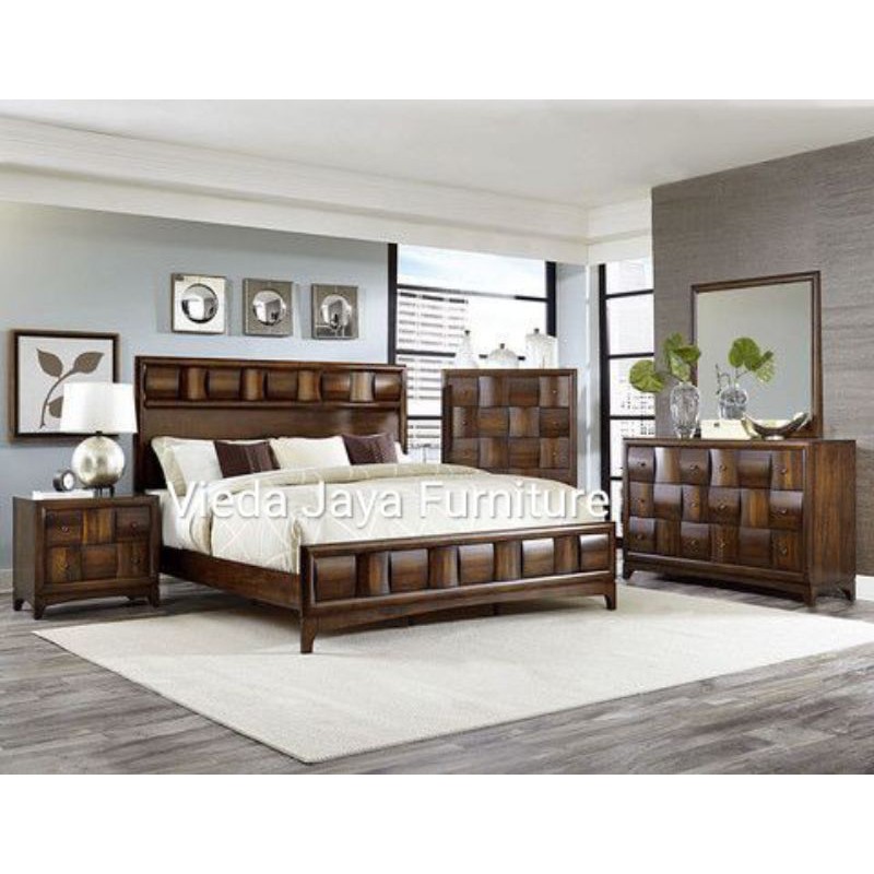 SET KAMAR TIDUR MINIMALIS PLUS MEJA RIAS DAN NAKAS KAYU JATI