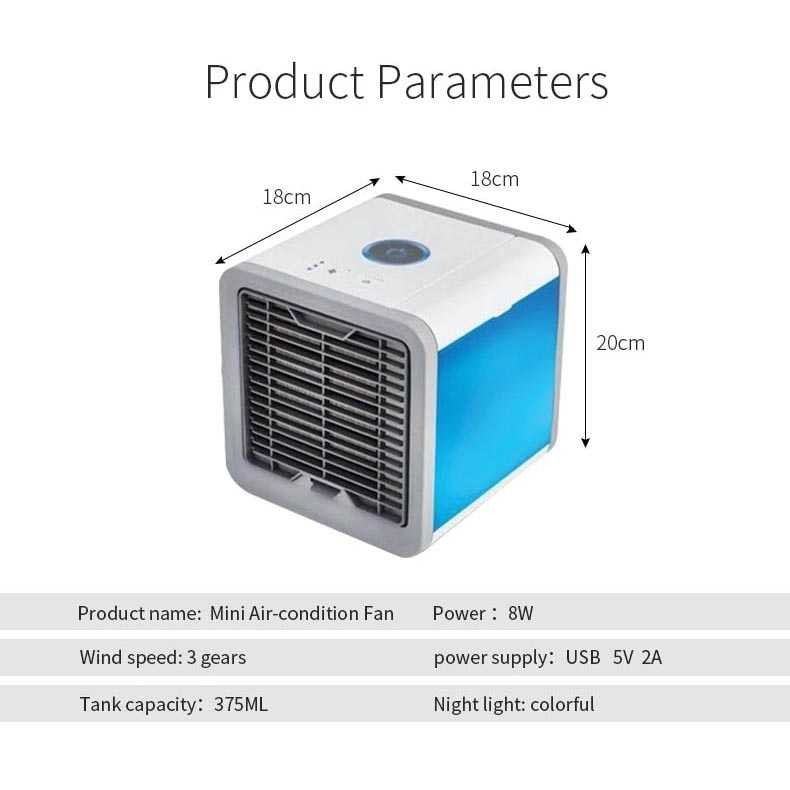 Taffware HUMI Kipas Cooler Mini Arctic Air Conditioner 8W Portable Praktis Pendingin AC Lampu Malam LED Berkualitas