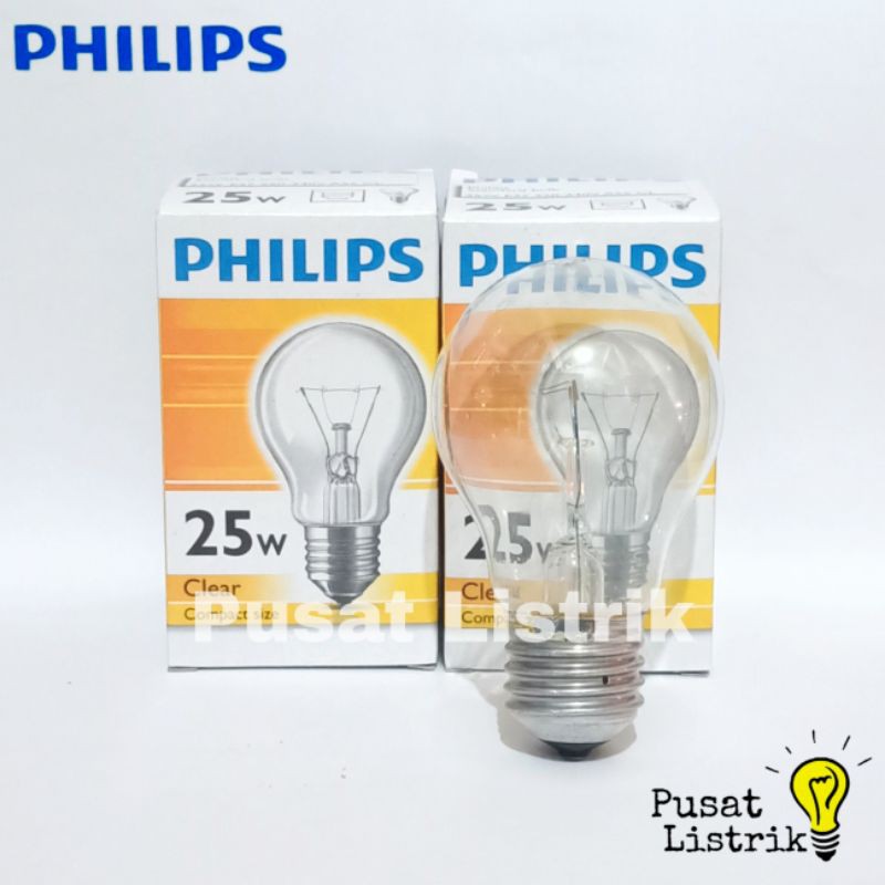 Lampu Bohlam Pijar 25watt, 60watt, 75watt Philips Lampu Pijar Clear 25w-75w