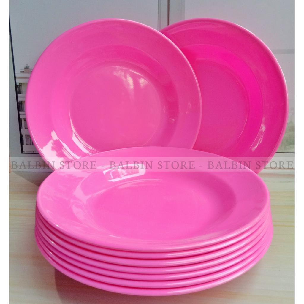 6.PCS PIRING MELAMIN 9&quot; DIAMETER 23.CM | PINK KUALITAS FOOD GRADE