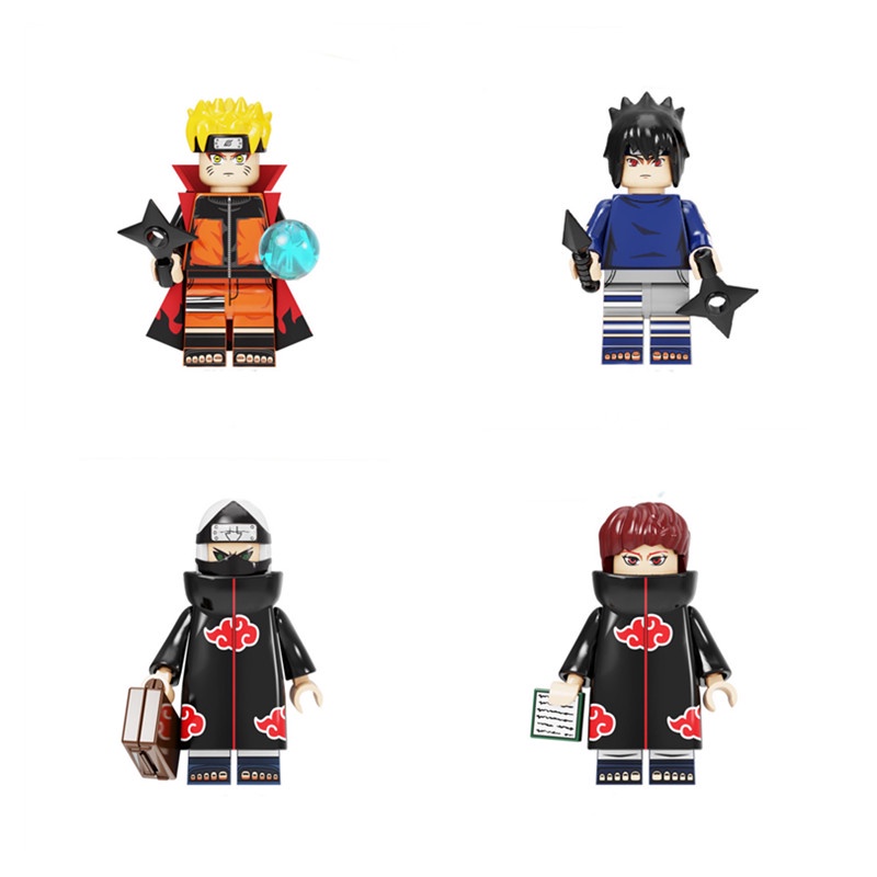 1pc Mainan Balok Bangunan Mini Figure Naruto Sasuke Uchiha Kakashi Bahan PVC Untuk Edukasi Anak