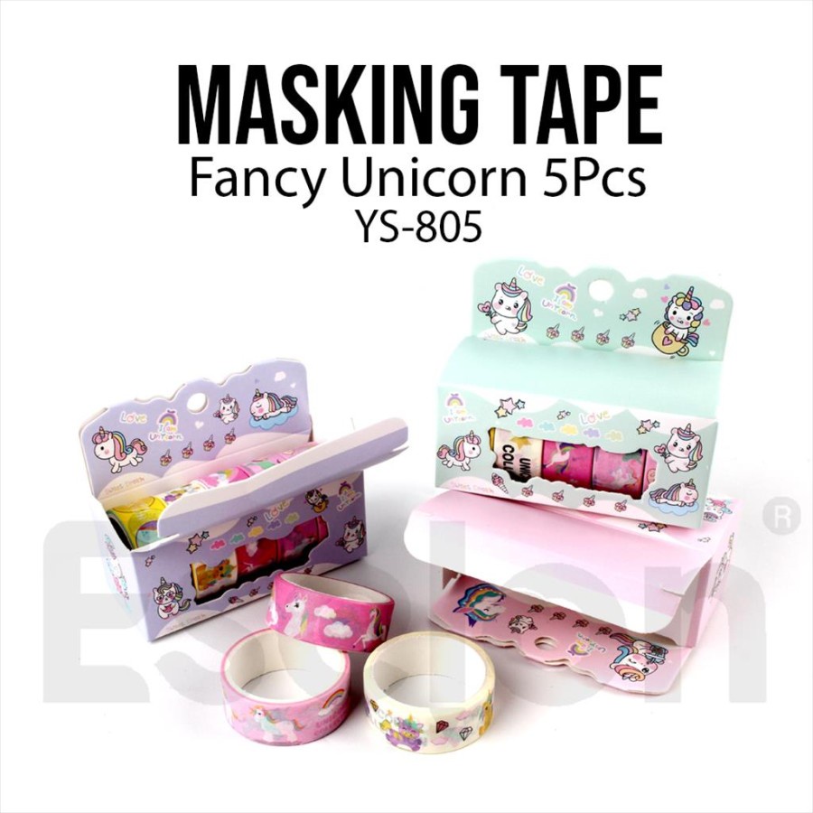 

5pcs MASKING TAPE 1box isi 5roll Unicorn Fancy YS805 / Washi Tape