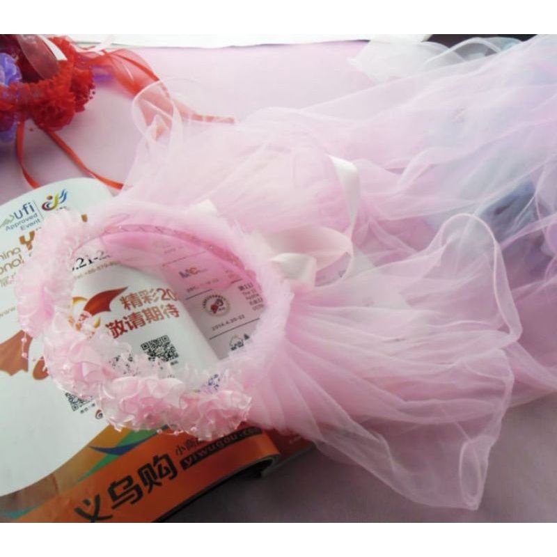 Bando veil pengapit mahkota bunga pengantin panjang garing anak import