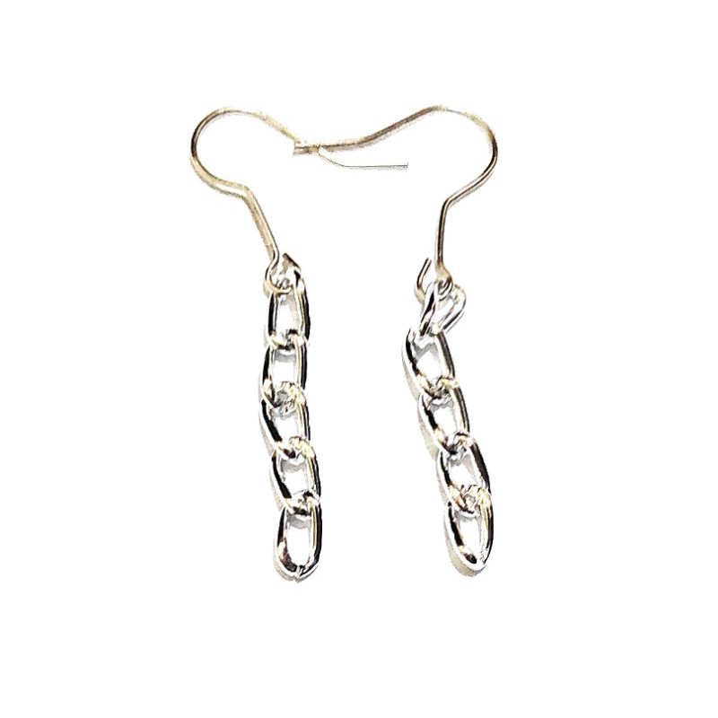 Zhu Silver Chain Earrings Anting Rantai Hooks