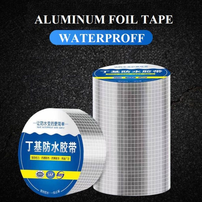 [WS] Lakban Anti Bocor Lem Anti Air Aluminium Foil Butyl Super Waterproof Tape Tambal Silver anti bocor / Aluminium Foil Tape Waterproof