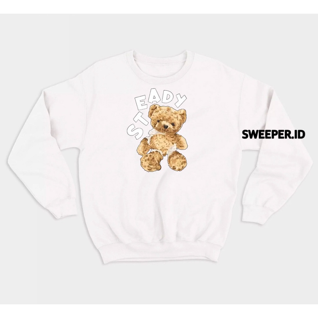 SWEATER STEADY BEAR SABLON PRINTING BAHAN FLEECE BAHAN FLEECE