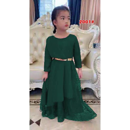 KIDS 2001# VERSI 8175# dress panjang muslim import anak/baju cople ibu anak/baju muslim anak+FREE BELT BESI