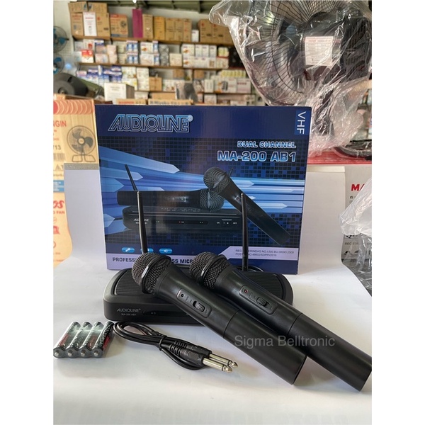 Mic Double Wireless Audioline MA-200AB1 VHF 2 microphone dual channel