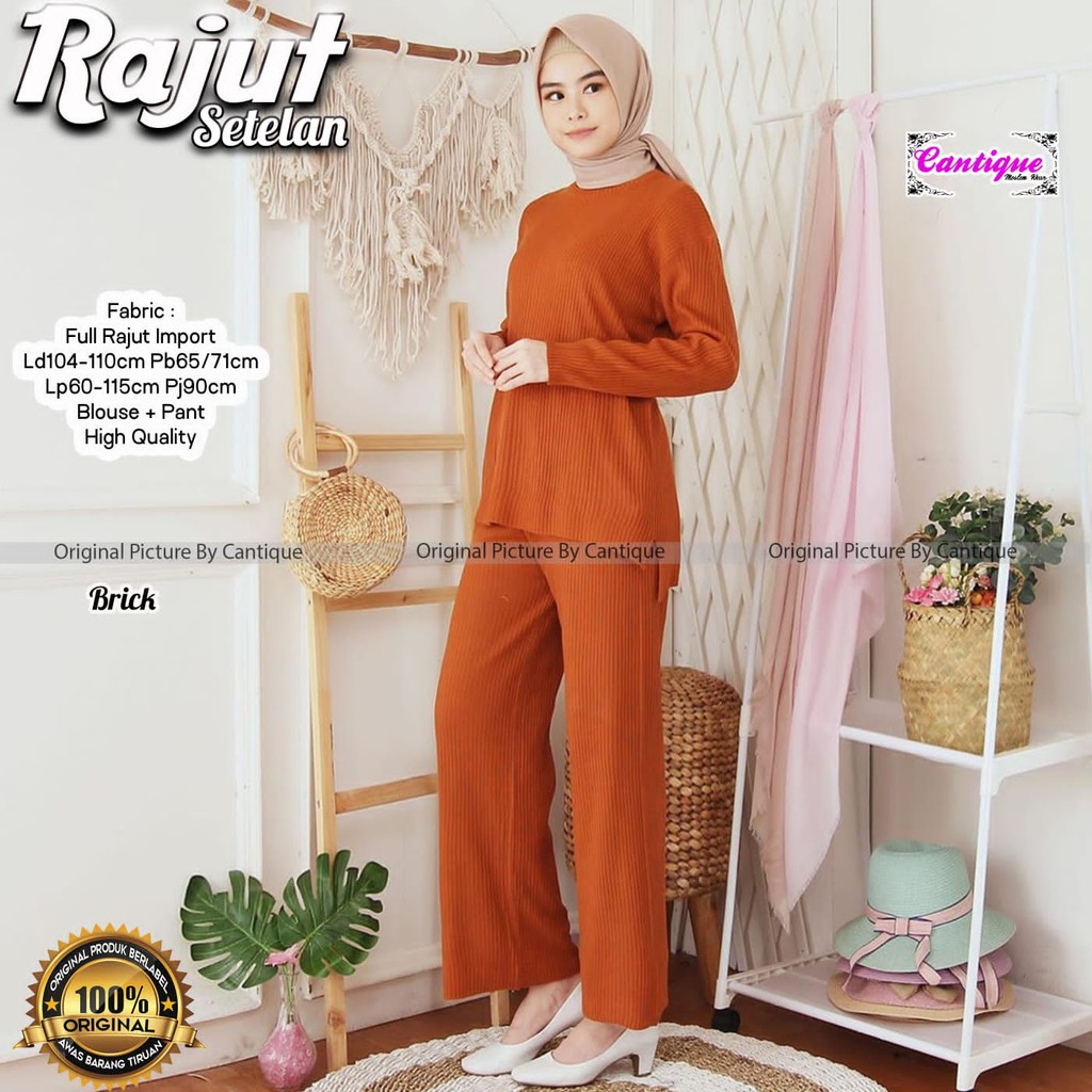 CUSTORE - RAJUT SETELAN BY CANTIQUE - BAHAN FULL RAJUT IMPORT - SETELAN BLOUSE + KULOT HIGH QUALITY