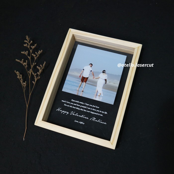 Wooden Floating Frame Photo Words Custom Hadiah Valentine Foto Pacar Valentines Gift Kado Romantis