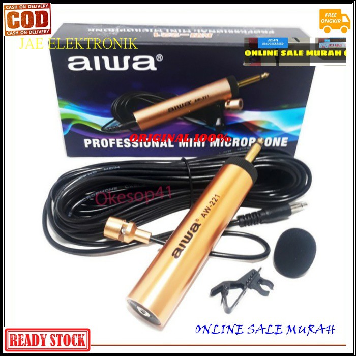 G498 AIWA Mic Jepit kabel 10meter G498 Kancing kerah baju microphone Clip on klip tie Condensor sensitif aux mikrophone mik karaoke sound audio klip cable profesional pro vocal vokal karaoke mikrophone microphone audio sound system panggung dj studio sens