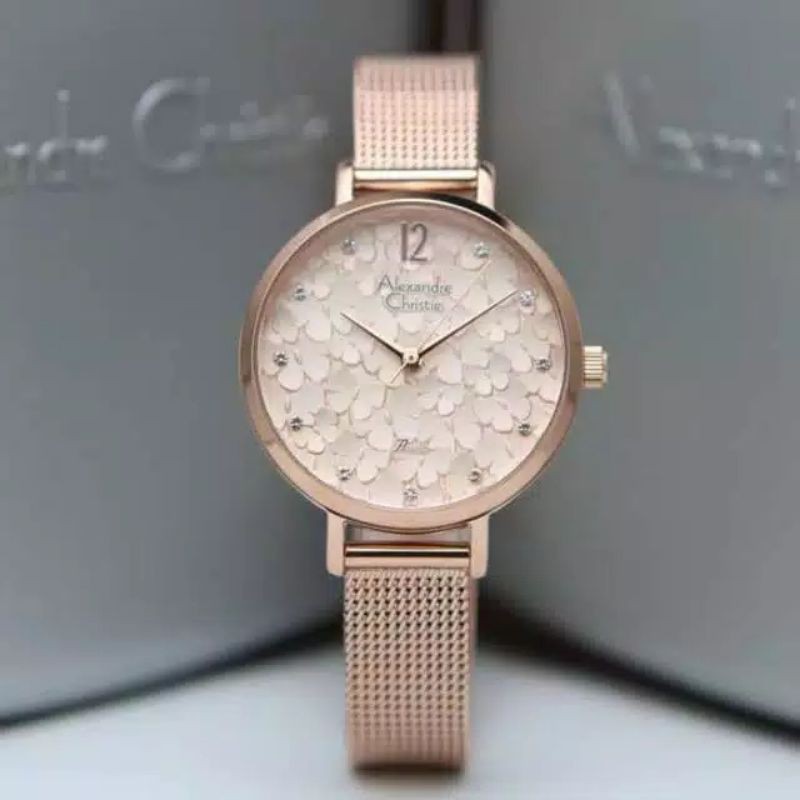 JAM TANGAN WANITA ALEXANDRE CHRISTIE AC 2728 FULL ROSEGOLD