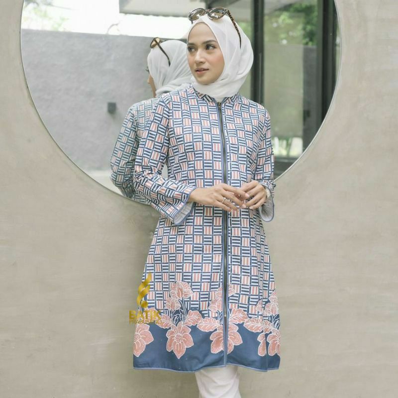 Batik wanita ASJ SA HRB026 Kenongo Kemeja Tosca Pendek Batik Seragam Batik Wanita Jumbo