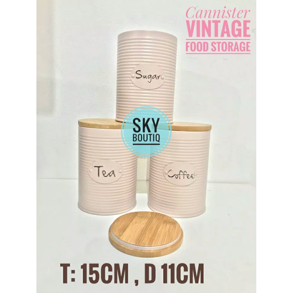 Kaleng Toples Kotak kaleng VIntage wadah gula kopi teh shabbychic