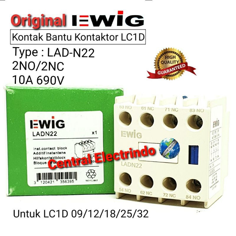 Kontak Bantu Contactor LCID LAD-N22 (2NO/2NC) EWIG.