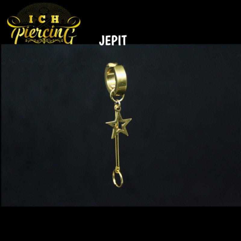 IP-AM [ PREMIUM ] Anting jepit Gold fashion pria Korea / Anting BTS /Anting jepit Korea gold variasi