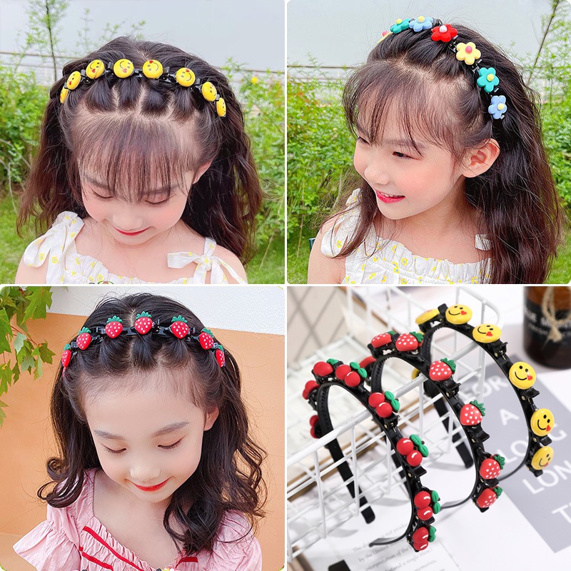 Bando Rambut Anak Perempuan Desain Bunga Lucu Gaya Korea Dengan Klipjepit Untuk Hadiah