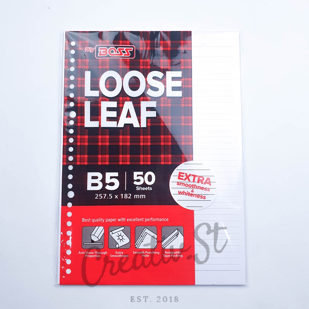 

BIG BOSS Loose Leaf B5 50 Lembargaris 26 Ring Isi Binder