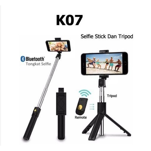 Tongsis K07 Selfie Stick Integrated Tripod Bluetooth Remote Control