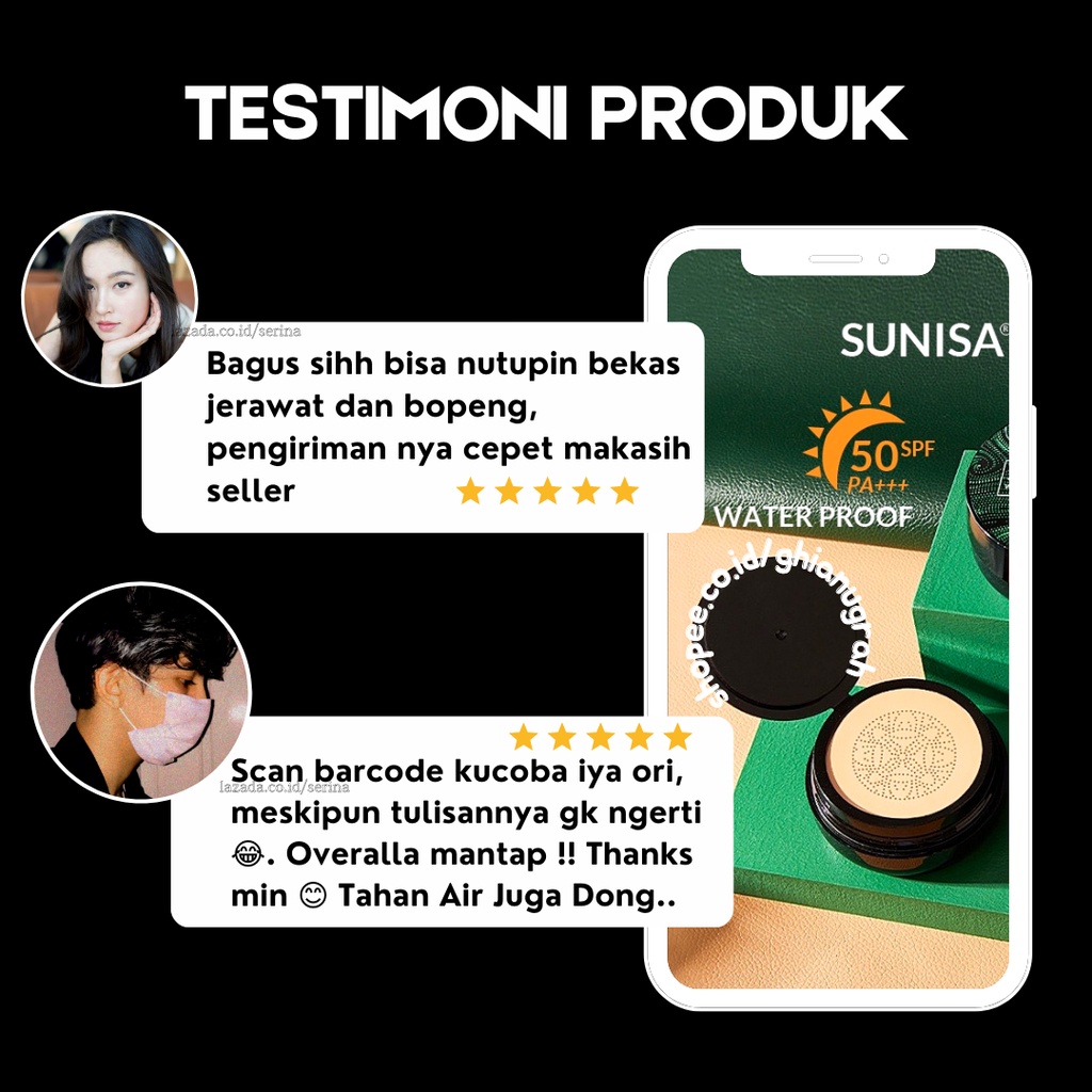 Bedak Padat Glowing Anti Air Dan Tahan Lama Sunisa Cushion Waterproof Pemutih Wajah Flek Hitam Bpom Ertos Compact Baked Powder Ivory White Original 100% Bpom