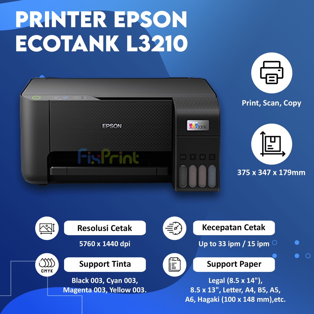 Printer Epson EcoTank L3210 All-In-One Ink Tank L-3210 Print Scan Copy With Tinta 003