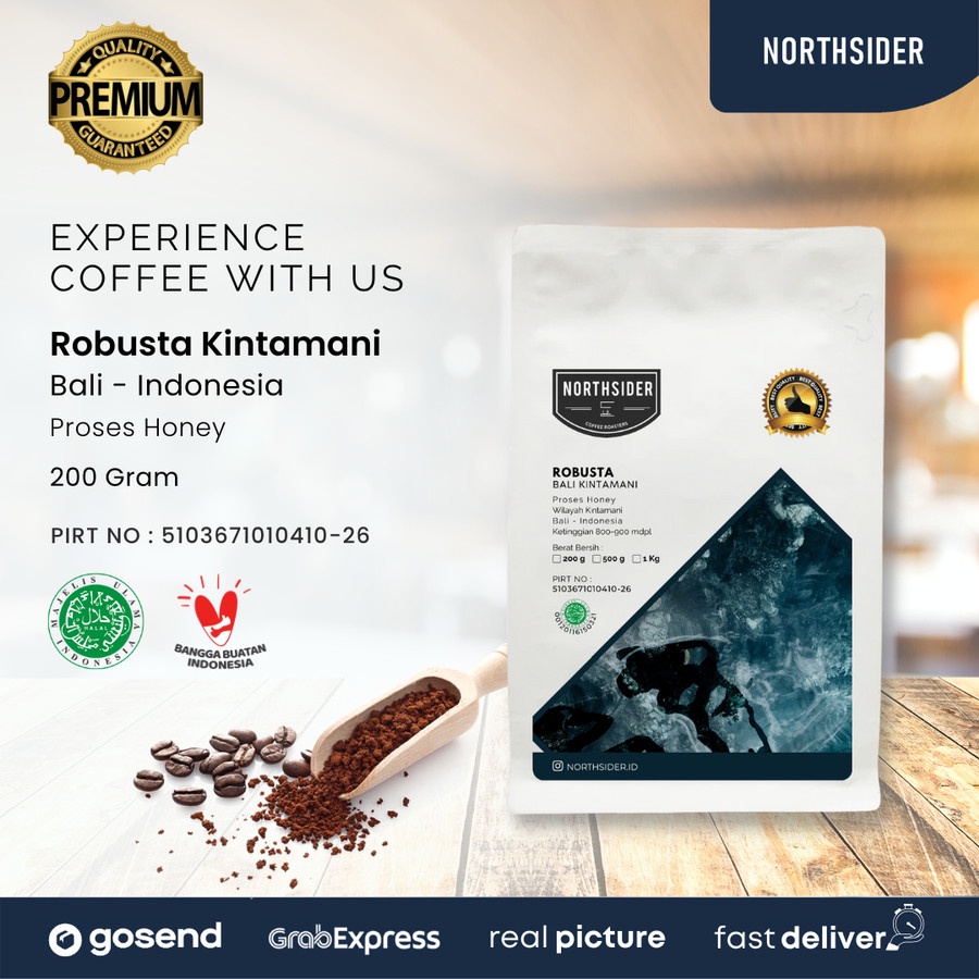 BIJI KOPI ROBUSTA BALI KINTAMANI HONEY - 200GR NORTHSIDER COFFEE