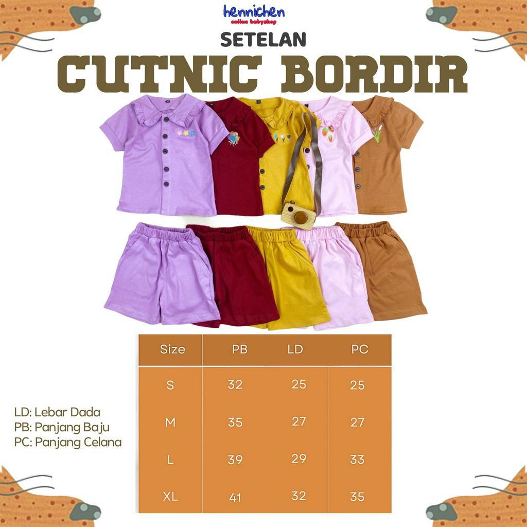 SET CUTNIC BORDIR SETELAN BAJU ANAK MOTIF BORDIR SETELAN BAJU ANAK PEREMPUAN 1-6 TAHUN PNP