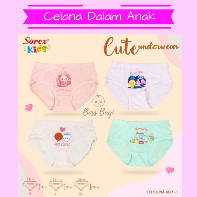 Sorex Kids CD Celana Dalam Anak Perempuan / Girl's Panties satuan per 1pc M,L,XL