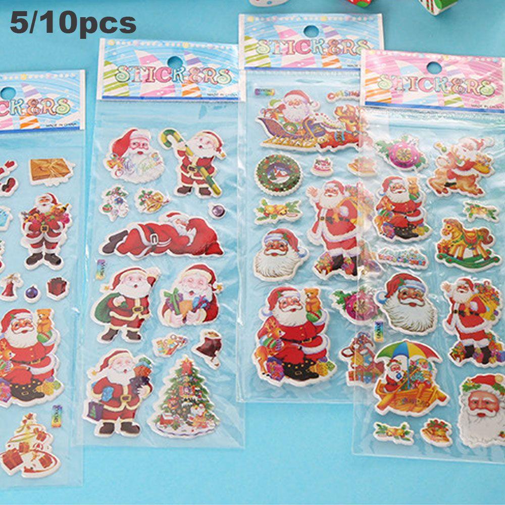 5 / 10 Lembar Stiker Desain Santa Claus Natal Untuk Dekorasi Notebook