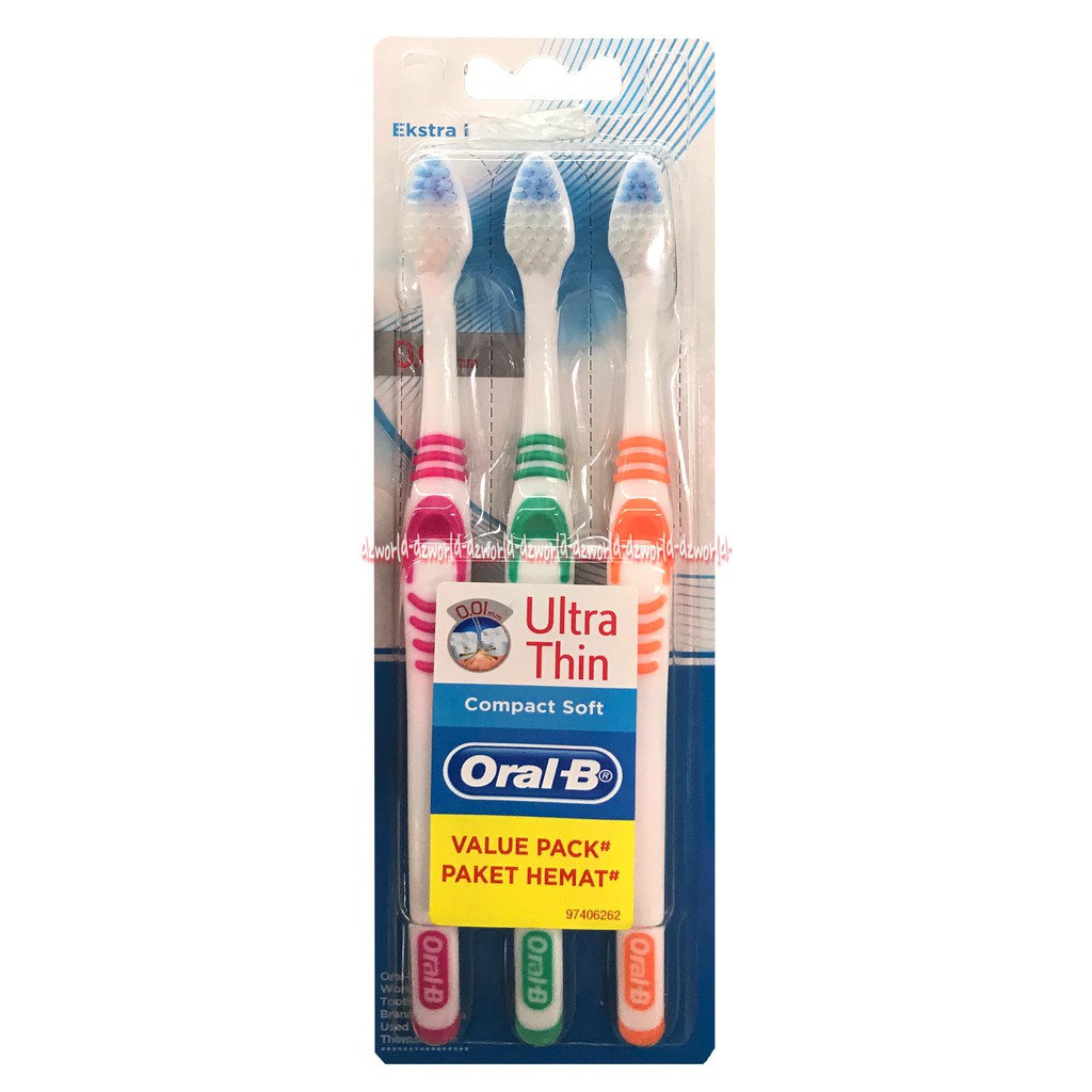 Oral B Ultrathin Compact Soft Toothbrush Sikat Gigi Isi 3 Pcs