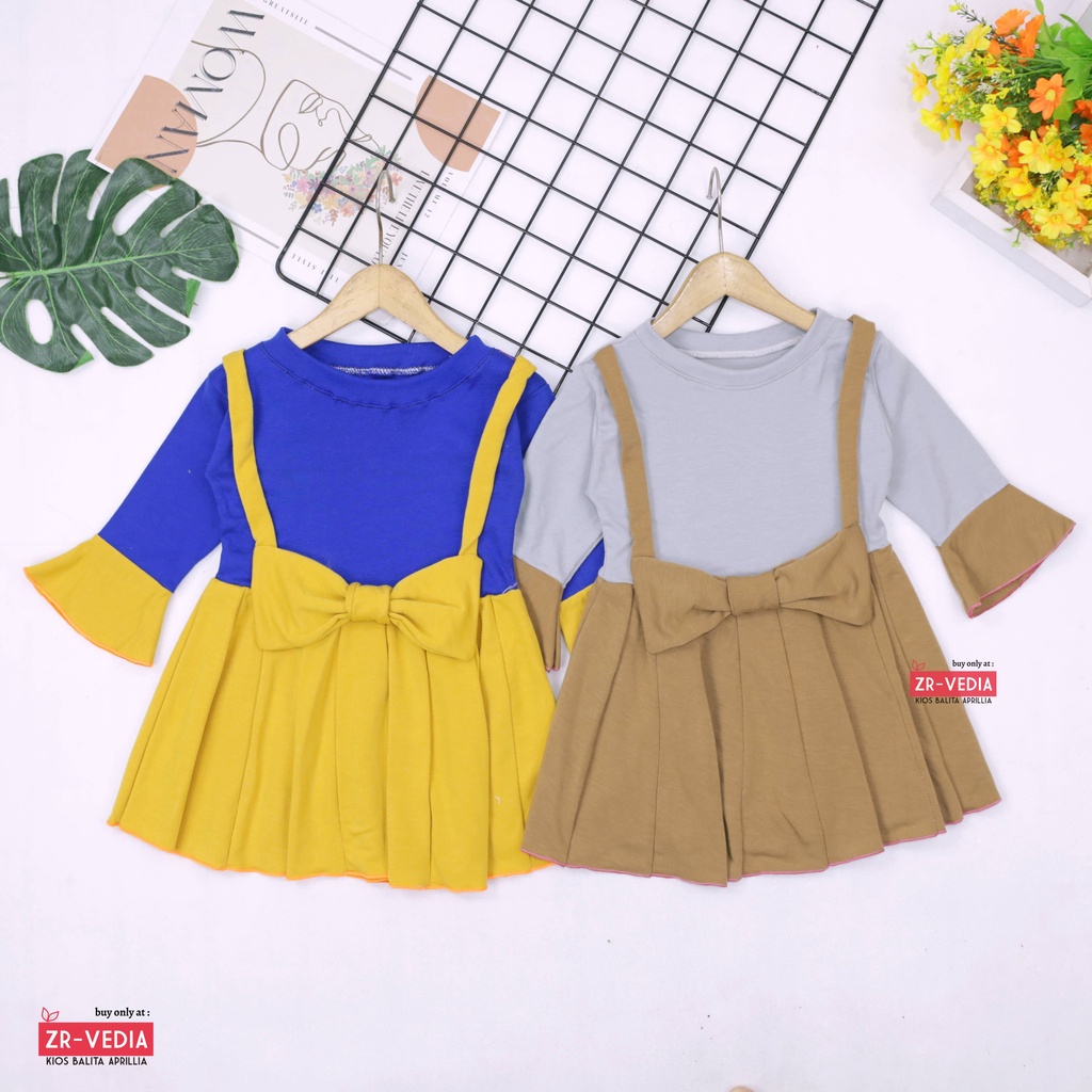 Overall Kirei uk Bayi 3-12 Bulan / Dres Lengan Panjang Anak Perempuan Baju Gaun Pesta Adem Murah ZR Vedia