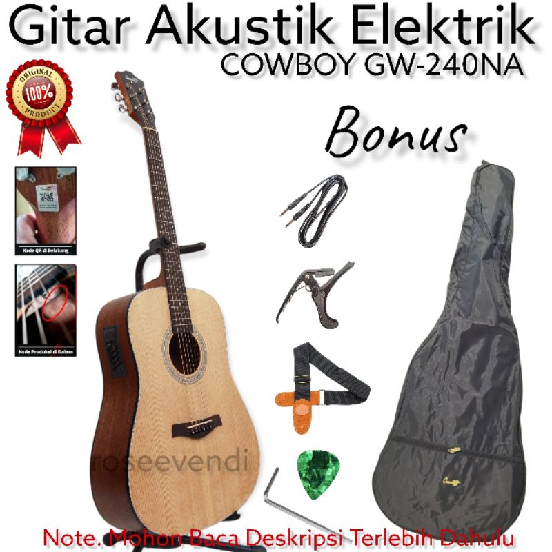 Gitar Akustik Elektrik Jumbo Cowboy GW-240NA GW 240 NA Original