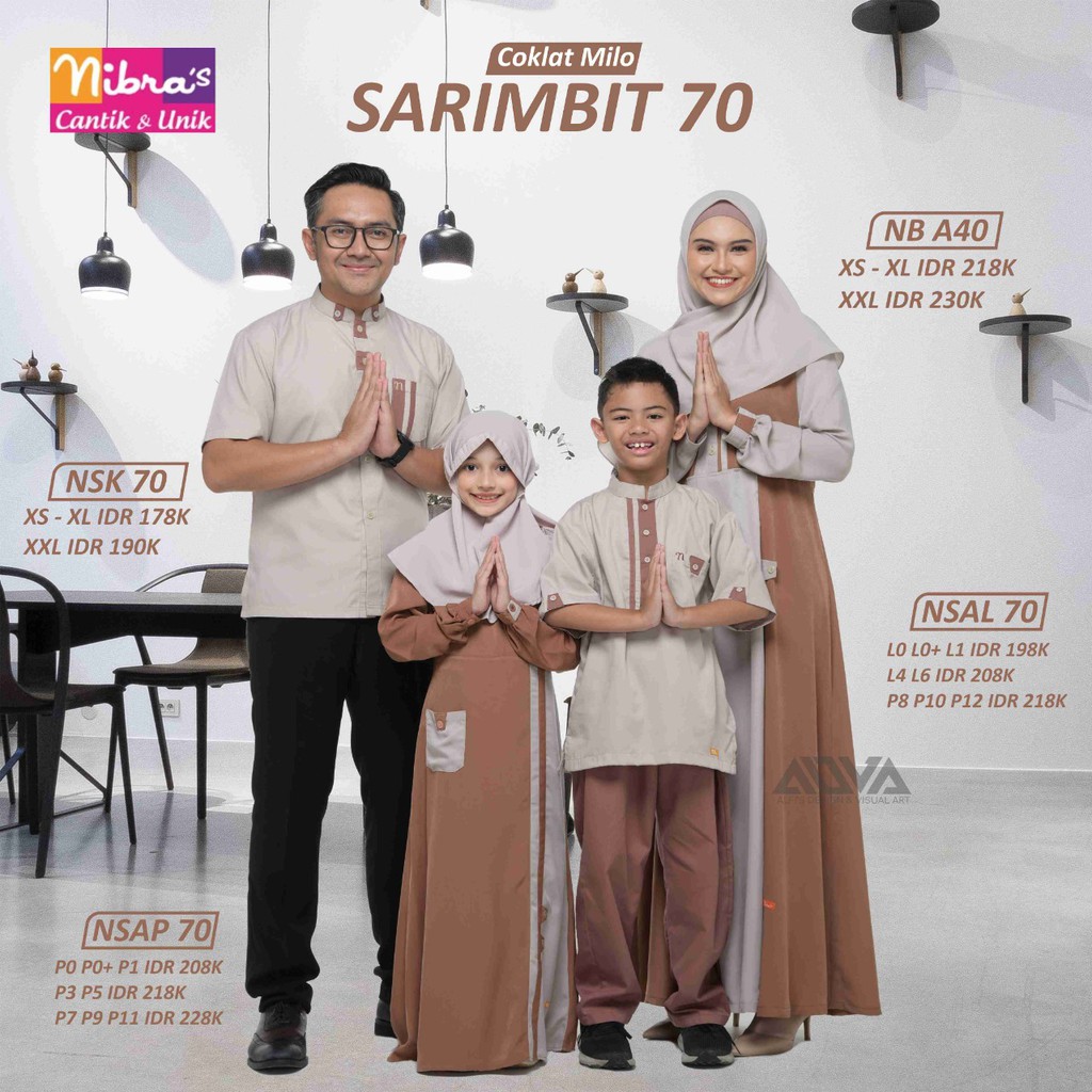 NIBRAS SARIMBIT 70 COKLAT SERAGAM LEBARAN KELUARGA BAJU COUPLE MUSLIM NBRS TERBARU TOYOBO BISA COD