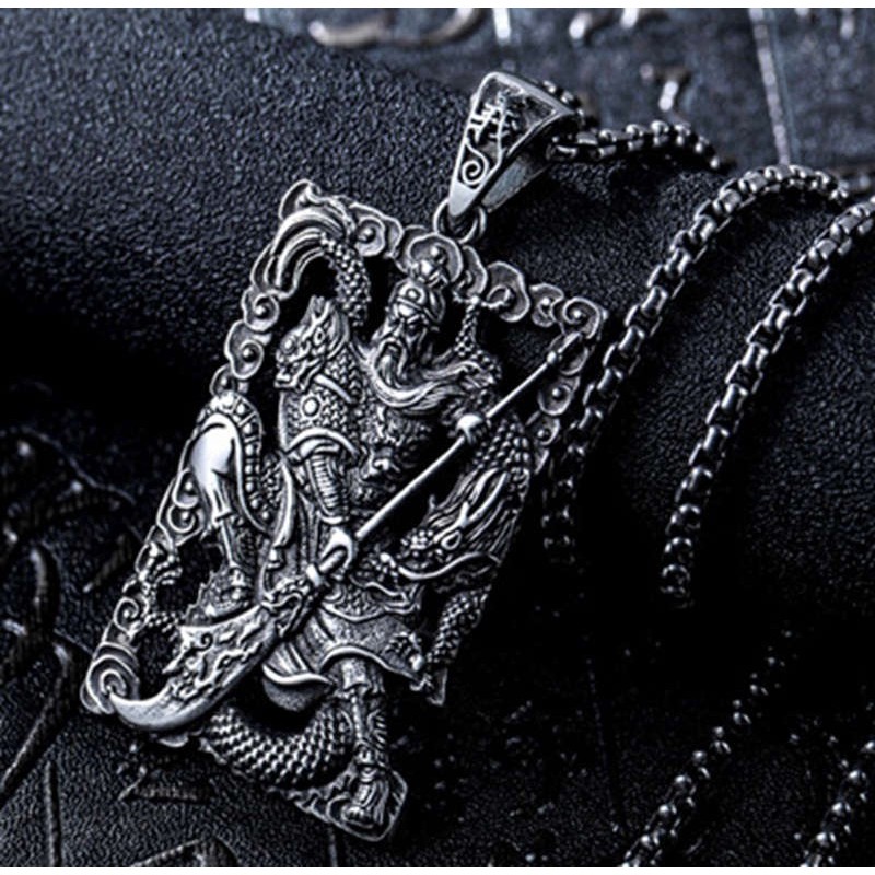 Fashion Retro Guan Yu Door-god Patron Saint Exorcism Necklace Pendant Jewelry