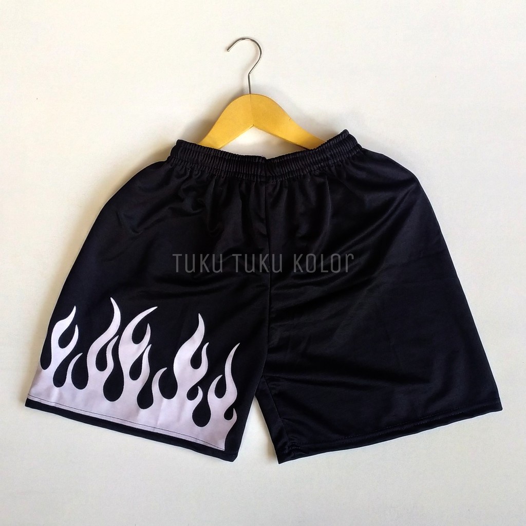 (1kg= 8pcs) Celana pendek olahraga/celana kolor/celana pendek pria/celana futsal/celana volly-ON FIRE PUTIH