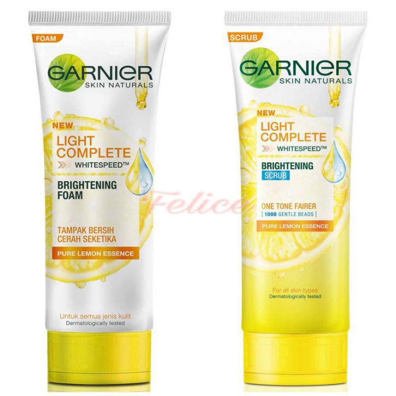 Jual Garnier Light Complete Facial Foam 100ml / Brightening Scrub 100