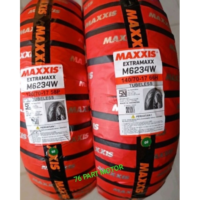 PAKET BAN TUBELESS MAXXIS UK 120/70 .17 &amp; 140/70 .17 FREEPPENTIL