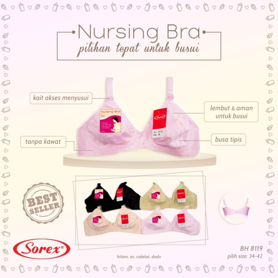 BH MENYUSUI NURSING BRA SOREX 8119 TANPA BUSA TANPA KAWAT