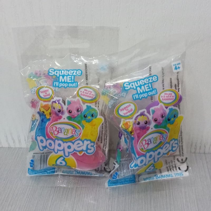 original ori bananas poppers blind bag squeeze squishy toy mainan anak stress relief popper surprise