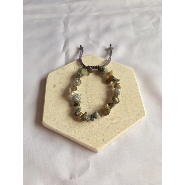 Gelang tali Etnik / Gelang Batu Kerikil Asli /Gelang batu chip / Gelang batu vintage/ Gelag abstrak / Gelang batu pecah/gelang murah-Laboradorite (ge)