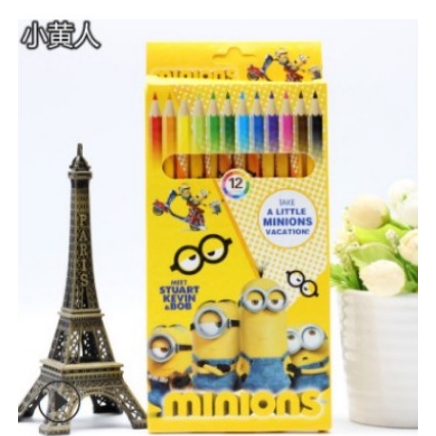 TS01- PSS001 Pensil Warna-warni set isi 12 pcs motif kartun / Crayon Pensil kayu Set isi 12 Karakter kartun