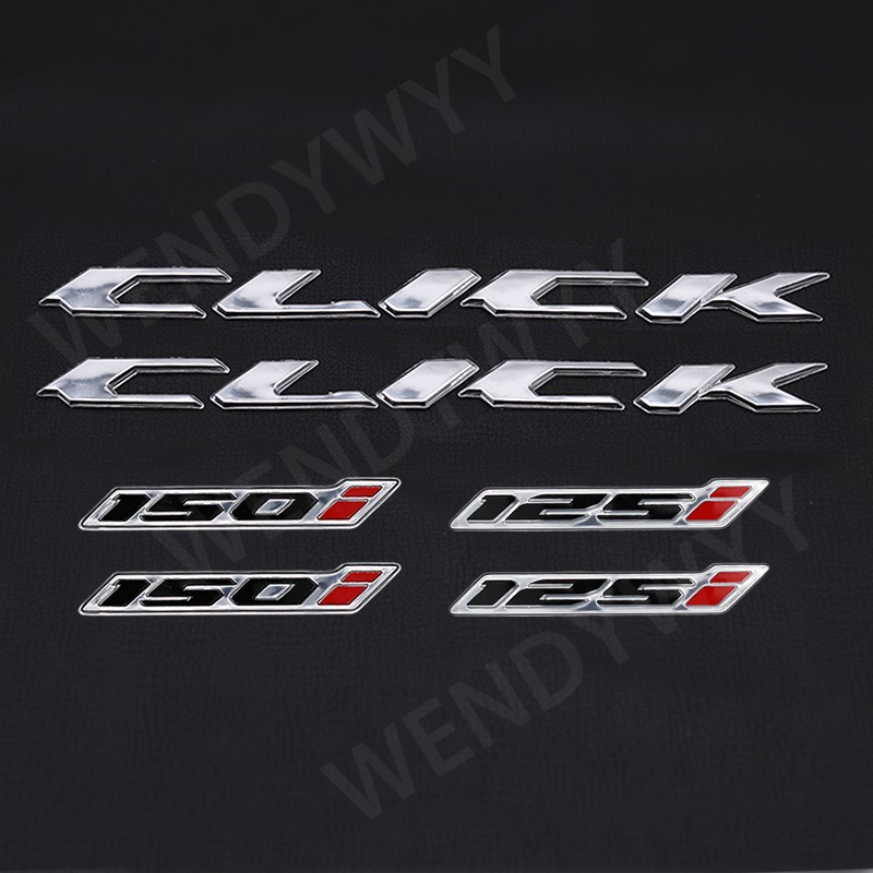 2pcs Stiker Emblem 3D Honda Click &amp; 125i / 150i Emboss Huruf Anti Air Untuk Dekorasi Tangki Bensin Motor