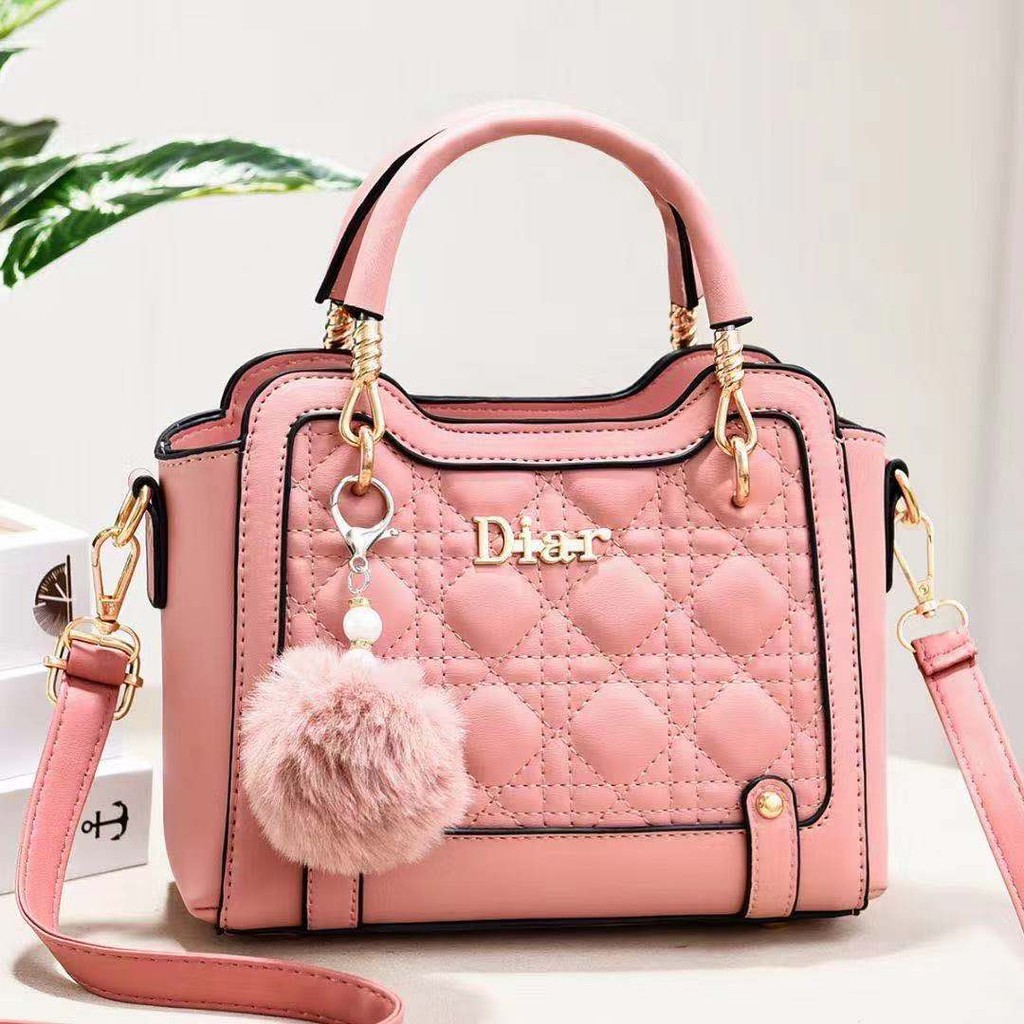 LT 1524 RISCE TAS HAND BAG GANTUNGAN POM-POM IMPORT WANITA CEWEK PEREMPUAN JAKARTA BATAM