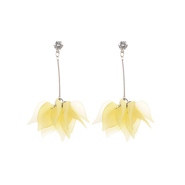 LRC Anting Tusuk Fashion Navy Flower Shape Decorated Earrings