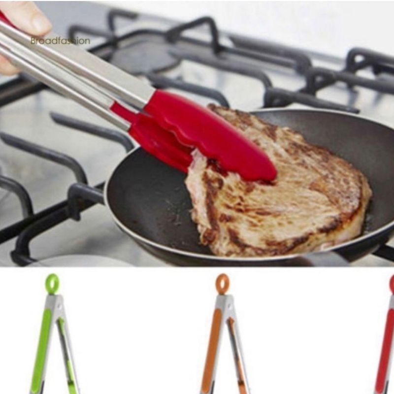 Penjepit Gorengan ataupun Kue bahan stainless steel dan silikon