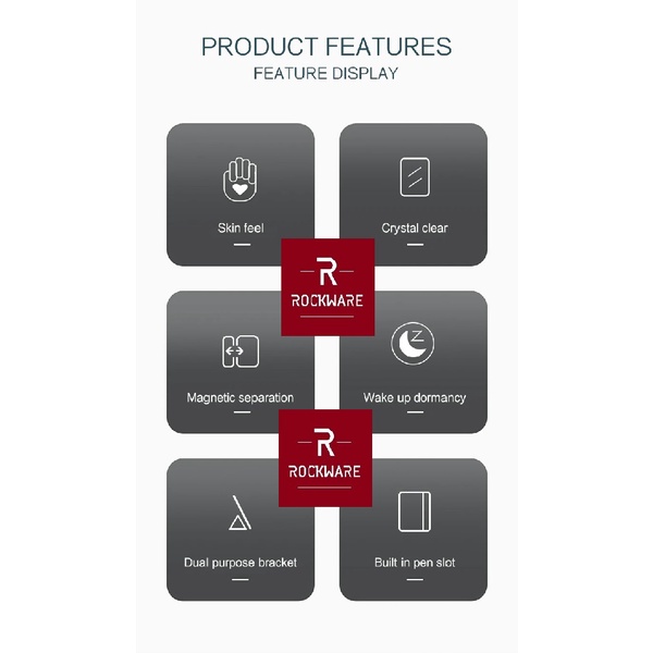 ROCKWARE RW-TM11 - Flip Cover Case for iPd Air 4 10.9 2018-2021