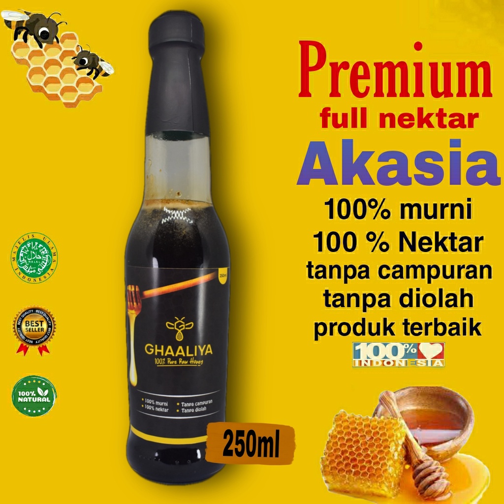 

Madu Ghaaliya Murni Asli 100% Nektar Bunga Akasia Carpa premium terbaik 250ml original